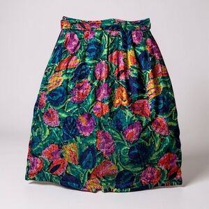 Vintage Velvet Floral Multicolor Pencil Skirt